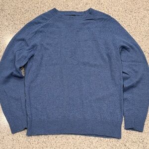 J. Crew Factory Men's Large Blue Knit Crewneck Sweater Lambswool Blend